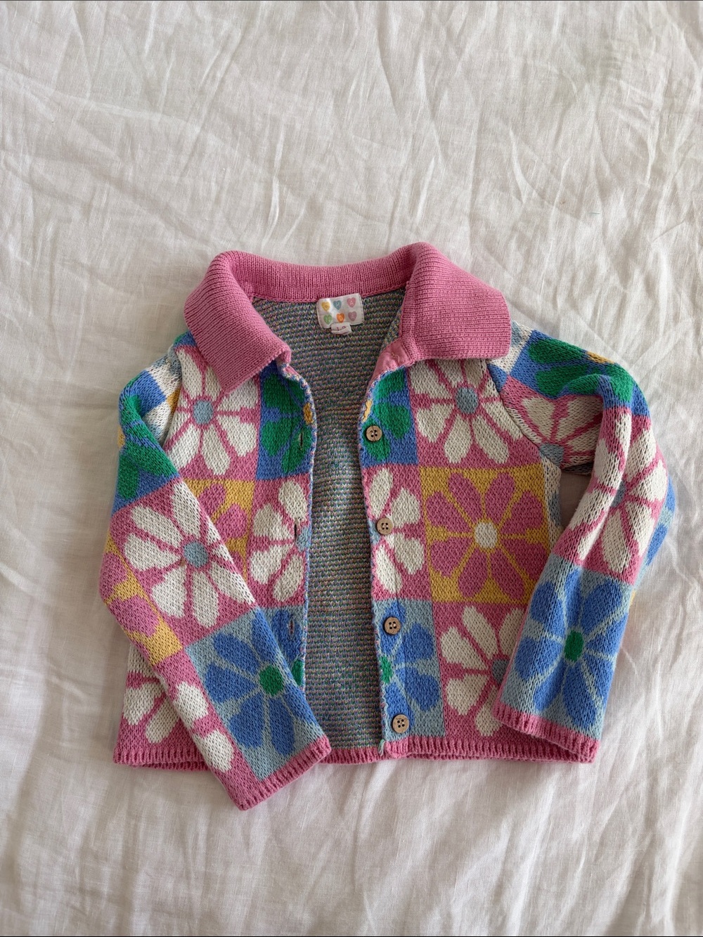 Ghanda Pink Floral Patchwork Cardigan